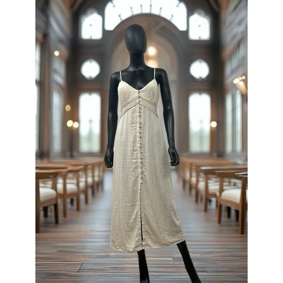 Zara | Dresses | Zara Linen Blend Midi Slip Dresssz Small | Poshmark